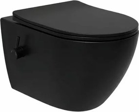 WC bidével felakasztható SAT Fusion fekete matt felülettel hátsó kifolyással SATFUS11BFCBKM