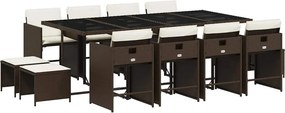 vidaXL 13 részes barna polyrattan kerti ülőgarnitúra párnákkal