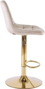 ARCOS bárszék, bézs, bársony, arany lábbal