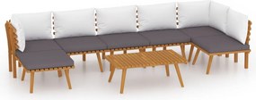 vidaXL 8 részes tömör akácfa kerti ülőgarnitúra párnákkal