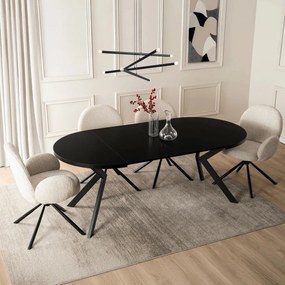 Bővíthető Étkezőasztal Fekete Színben. LUKAS 100-250 cm