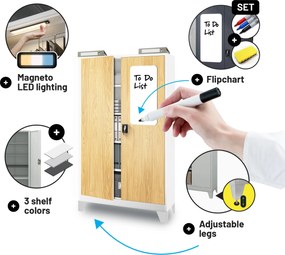 Fém irodagardrób Fehér/ Aranytölgy: Eco Design JAN II