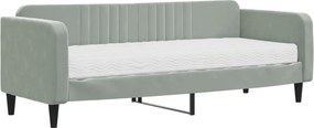 vidaXL világosszürke bársony kanapéágy matraccal 80 x 200 cm