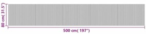 négyszögletű fekete bambusz szőnyeg 80 x 500 cm