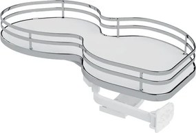 Konyhai fémrács, sarokszekrénybe, jobbos, Nuvola vesetál, króm-fehér, 1000mm, 600mm ajtó szélesség, Sige Infinity Plus 371