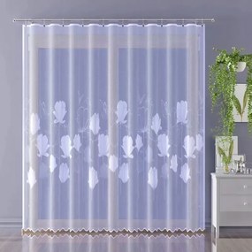 Gyönyörű finom jacquard függöny fehér virágokkal 300x245 cm Apollonia A129