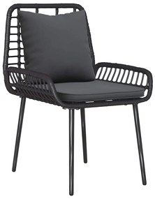 Kert étkező szett 3 pcs Fekete és Antracit Poli rattan és acél