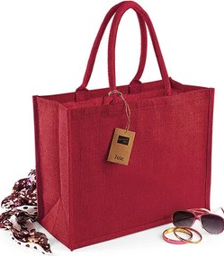 juta bevásárlótáska széles aljjal nagy XL piros Juta 42x33x19cm