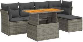 vidaXL 6 részes szürke polyrattan kerti ülőgarnitúra párnákkal