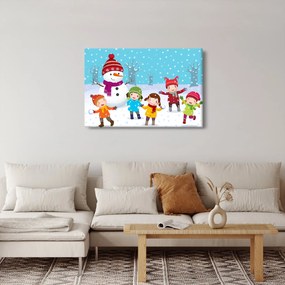 Kép - Téli gyerekes mulatságok (90x60 cm)