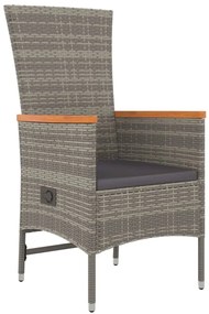 3 részes szürke polyrattan kerti étkezőgarnitúra párnával