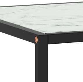 Fekete dohányzóasztal fehér márvány mintás üveggel 120x50x35 cm