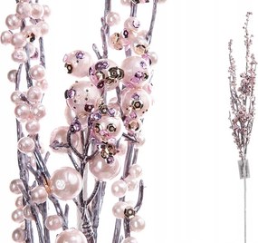 Mesterséges karácsonyi ág gyöngy flitterekkel rózsaszín-ezüst 70cm 8K23414PI
