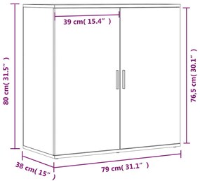 2 db fekete szerelt fa tálalószekrény 79 x 38 x 80 cm