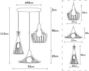 Csillár zsinóron MEZOPOTAMYA 3xE27/40W/230V
