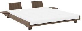 Barna borovi fenyő franciaágy ágyráccsal 180x200 cm Social – Karup Design