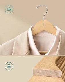 fa vállfa szett, 30 darabos csomag világos bézs színben