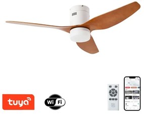 ZEVENTI - LED mennyezeti ventilátor PADUA LED/18W/230V Wi-Fi Tuya fehér/barna + távirányító
