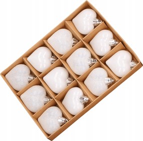 Műanyag szívek fehér 4,5cm- 12 db/csomag Karácsonyfa Bombák