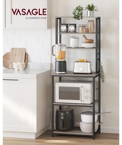 VASAGLE konyhai tárolóállvány, 40 × 60 × 167 cm, greige és fekete színben