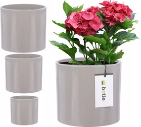 3 x Virágtartó fedő kerámia kerek agyag H 16 12,5 12 világos szürke