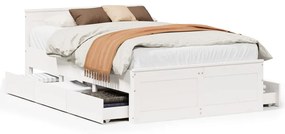 fehér tömör fenyőfa fejtámlás ágykeret matrac nélkül 135x190 cm