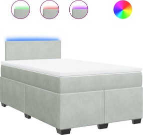 vidaXL világosszürke bársony rugós ágy matraccal 120 x 200 cm