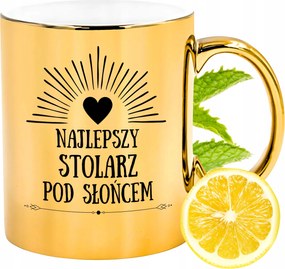 Prémium Arany Fényes Bögre Asztalosnak Ajándék Nyomtatott Fotóval