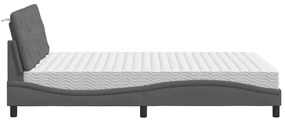 sötétszürke szövet ágy matraccal 120x200 cm