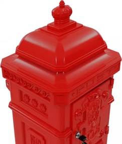 piros, vintage, rozsdamentes alumínium álló postaláda