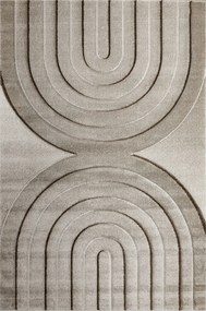 Szőnyeg Bézs Barna Puha Sűrű Félkör Alakú Kivágott Nappaliba 133x190 cm