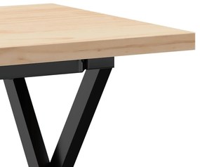 tömör fenyőfa és öntöttvas X-vázú dohányzóasztal 90x40x45,5 cm