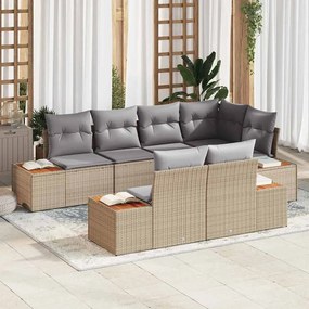 vidaXL Kerti Kanapé Szett 7 pcs Beige és Világosszürke Polyrattan