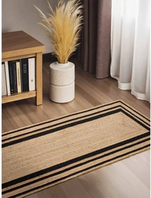 Fekete-natúr színű kétoldalas-kézi szövésű juta futószőnyeg 70x200 cm Jutta – Hanse Home