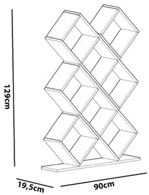 Könyvespolc KUMSAL 129x90 cm fehér
