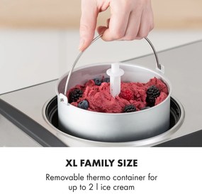 Klarstein Dolce Bacio, fagylaltgép, kompresszor, 2 L, LCD kijelző, érintésvezérlés, roszdamentes acél