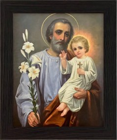 Vászonkép 30x25 Szent József Jézus Krisztus Keret Wenge