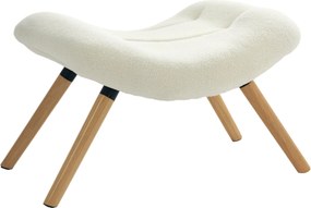 HOMCOM Puff, Berber Plüss Anyagú Puff, Kárpitozott Puff 120 kg Kapacitással, Nappalira, Hálószobába, 67 x 45 x 38 cm, Krémfehér | Aosom
