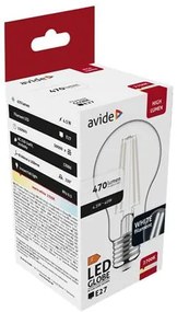 LED izzó, filament, E27, gömb, A60, 4,5W, 470lm, 2700K, AVIDE (AVLED002)