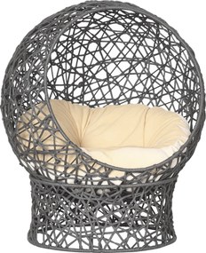 PawHut Macskaágy, Macska Bújó, Párnázott Macska Ház Poliészter Zsinórból, Hengeralapú Macskaágy, Háziállat Ágy, Lila+Krémfehér, 50 x 50 x 60 cm | Aoso