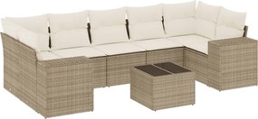 vidaXL 8 részes bézs polyrattan kerti ülőgarnitúra párnával