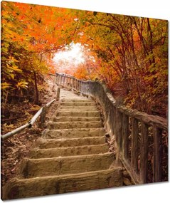 Vászonkép 90x90 Őszi séta Lépcsők