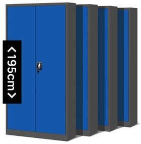 Set 4x fém iratszekrény JAN H, 900 x 1950 x 400 mm, antracit-kék