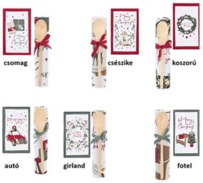 Karácsonyi ajándékszett pamut konyharuha és fakanál 6 féle / girland