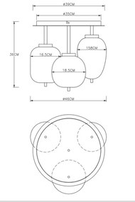 Globo 15345-3D BLACKY 3xE14/40W/230V fekete felületre szerelhető lámpa