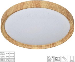 PREZENT 71330 WOODEN Ufo Lámpa Fehér, Világos Fa LED IP20