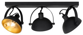 Ipari mennyezeti lámpa fekete arannyal, 3 állítható lámpával - Magnax