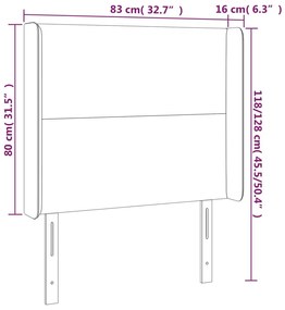 sötétbarna szövet fejtámla szárnyakkal 83x16x118/128 cm