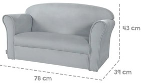 Világosszürke bársony gyerek kanapé 78 cm Lil Sofa – Roba