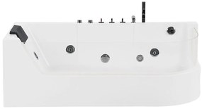 Fehér whirlpool masszázskád LED világítással 170 x 80 cm ACUARIO Beliani